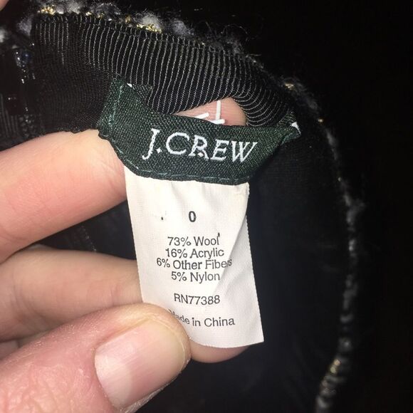 J Crew wool blend, metallic silver, lined 0 tweed pencil skirt - Picture 2 of 3